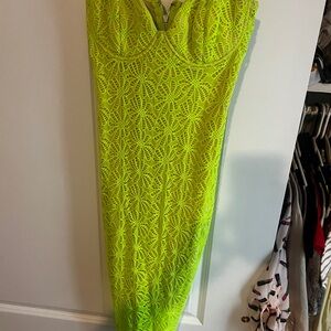 Windsor Neon Green Lace Midi Dress